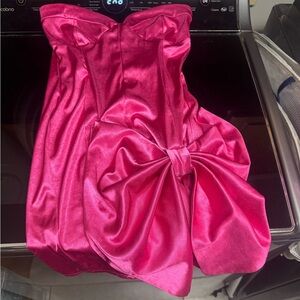 Never Worn ASOS Hot Pink Bow Mini Dress Strapless Size S
